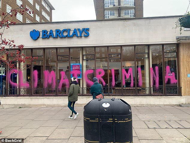 Spelling actually is felony! Vandal slams Barclays as a ‘climat felony’ in illiterate protest 