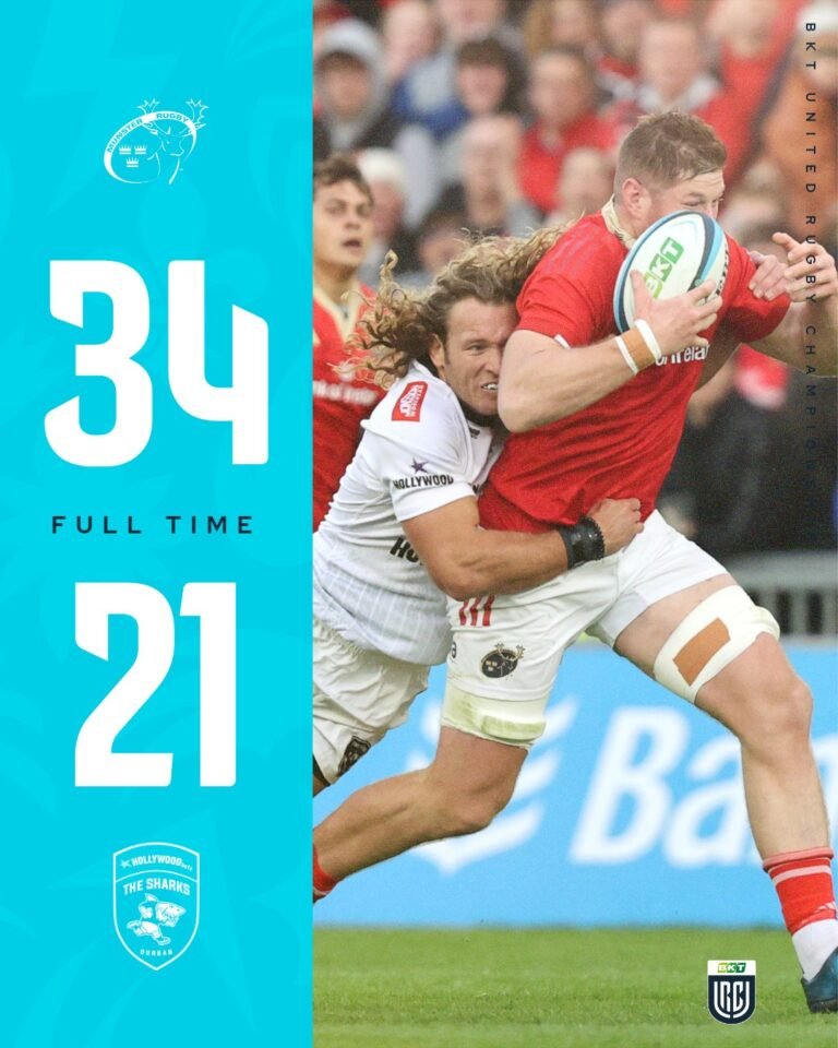 Munster Rugby start season with 34-21 win over Sharks